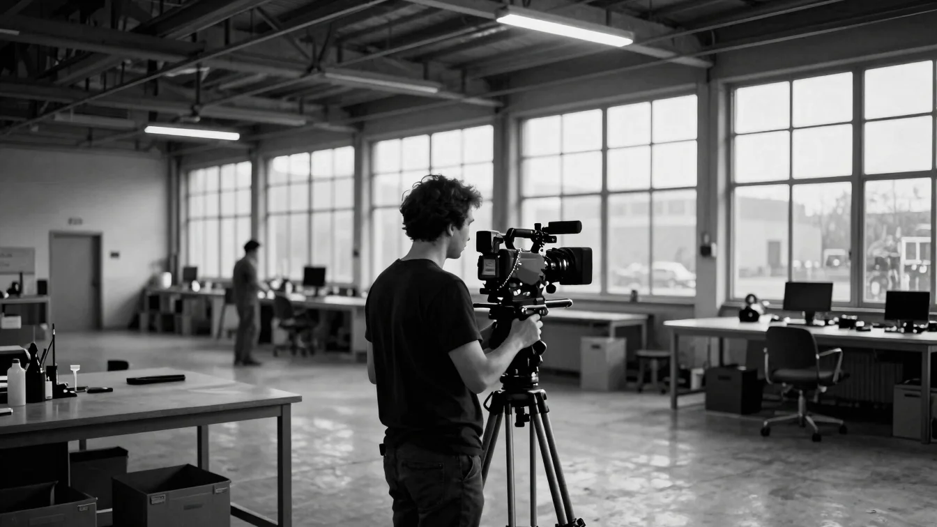 Black and white cinematic 35mm frame, high contrast, deep blacks: