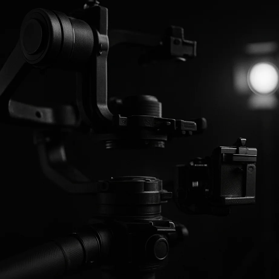 Rig de stabilisation et stabilisateur à cardan sur fond sombre, l